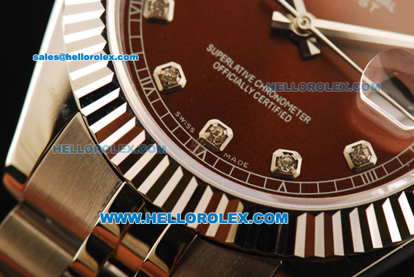 Rolex Datejust II Oyster Perpetual Automatic Movement Full Steel with Brown Dial and Diamond Markers - Click Image to Close